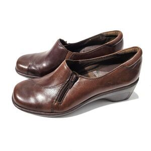 Clarks Collection Womens Slip On Loafers Clogs Brown Sz 7